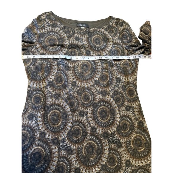💖Nine West Women's Hypnotic Swirl Pattern Shift Dress - 3/4 Sleeve Size M - Picture 5 of 7